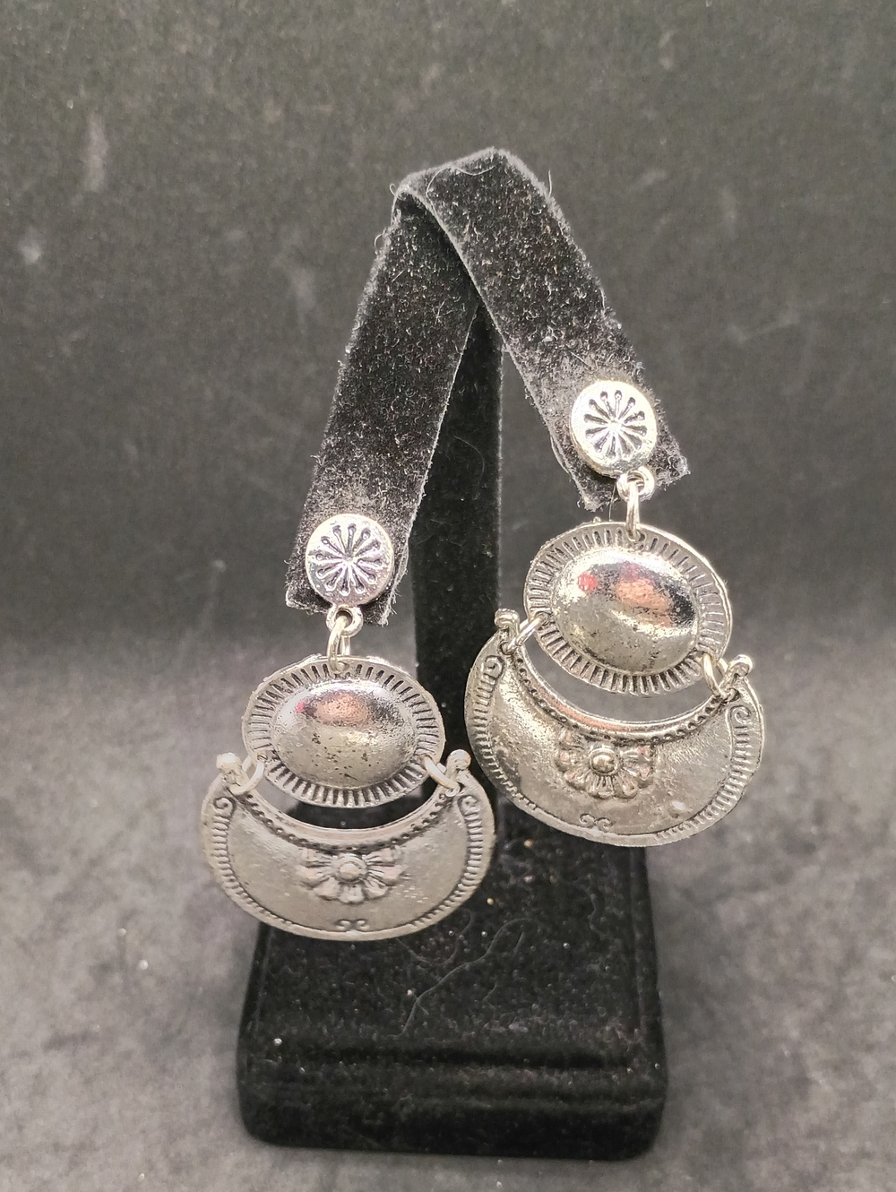 Silver-Tone Double Disc Dangle Earrings
